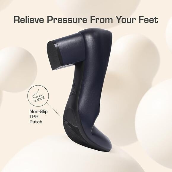 NWT DREAM PAIRS Women's Pumps Low Block Heel Dress Shoes Navy Sz 7.5 SDPU2462W - Picture 5 of 6